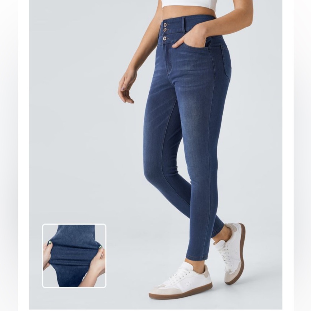 Halara Flex™ High Waisted Zipper Pockets Casual Skinny Jeans  Sz Med Petite